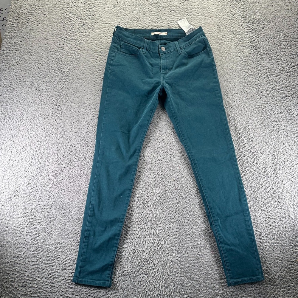 Levi's 710 Jeans Womens 27x28 Green Cotton Denim Skinny Stretch Workwear Travel